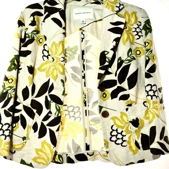 Vintage BR Linen Blazer NWOT Coat Jacket Summer Gold Stunning - Picture 3 of 7